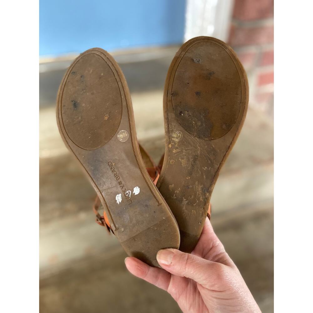 Lucky Brand tan leather tasseled thong flat sandal - Picture 6 of 7